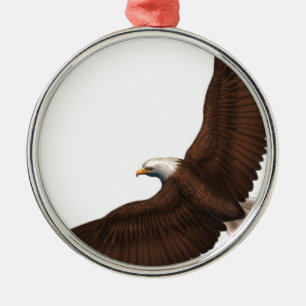 Soaring Bald Eagle Metal Ornament