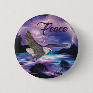 Soaring Bald Eagle Spreading Peace 2 Inch Round Button