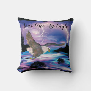 Soaring Bald Eagle Throw Pillow