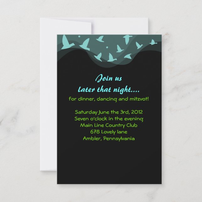 SOARING BIRDS Bar or Bat Mitzvah Party Card (Front)