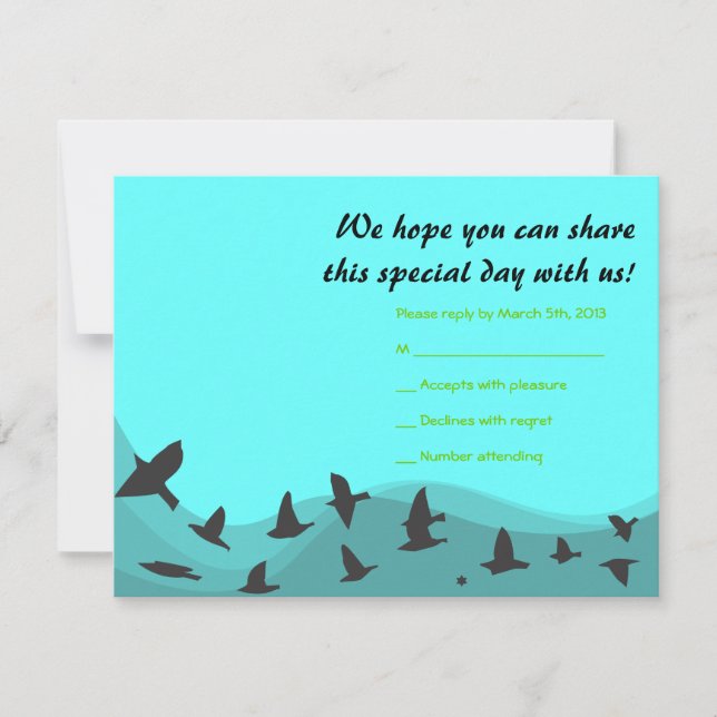 SOARING BIRDS Bar or Bat Mitzvah Reply Card (Front)