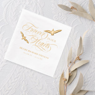 Soaring Birds Forever In Our Hearts Funeral Foil Napkins
