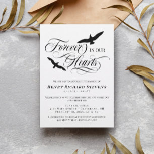 Soaring Birds Forever In Our Hearts Photo Funeral Invitation