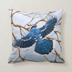 Soaring Blue Jay Throw Pillow