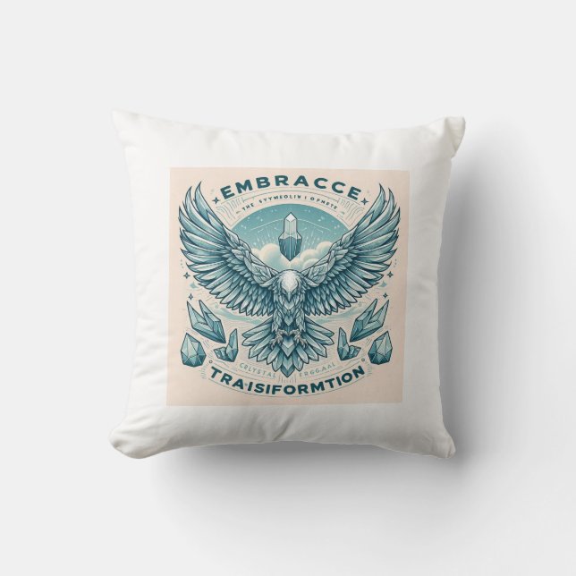 Soaring Crystal Eagle – Symbol of Transformation Throw Pillow (Front)