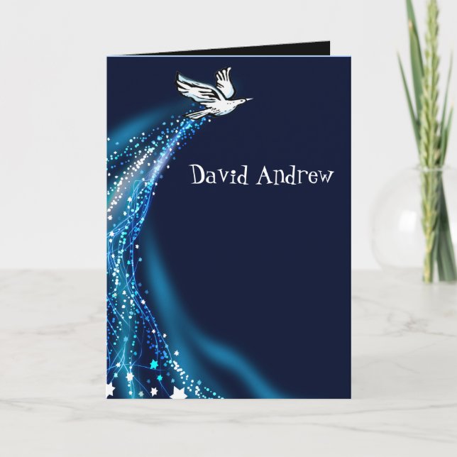 Soaring Dove Bat Bar Mitzvah Invitation folded (Front)