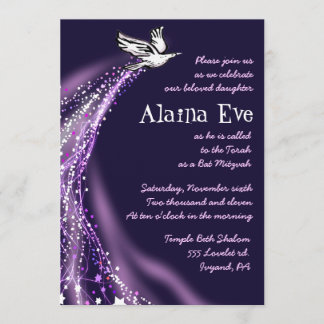 Soaring Dove Bat Bar Mitzvah Invitation purple