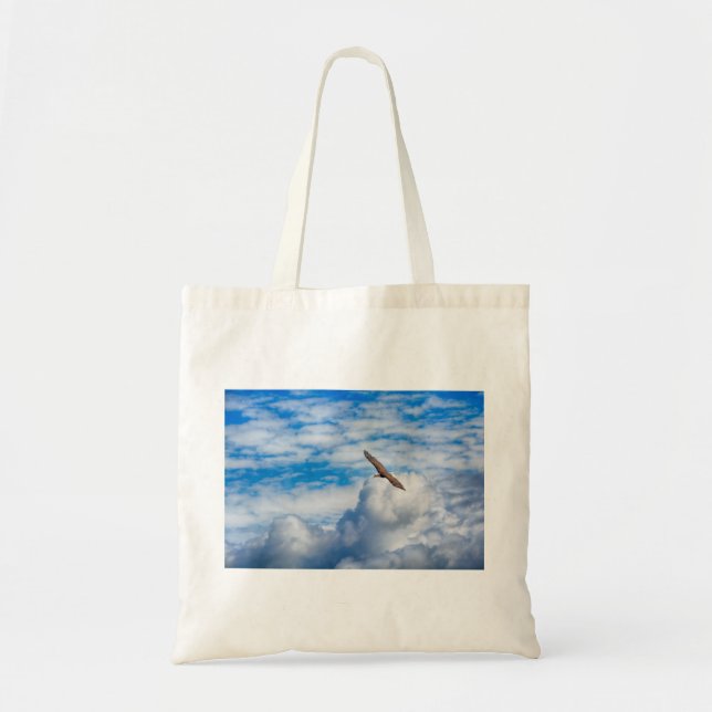 Soaring Eagle flying above the clouds, Alaska, USA Tote Bag (Front)