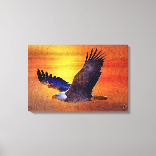 Soaring Eagle Oil 24"x16" Stretched Canvas Print (Front)