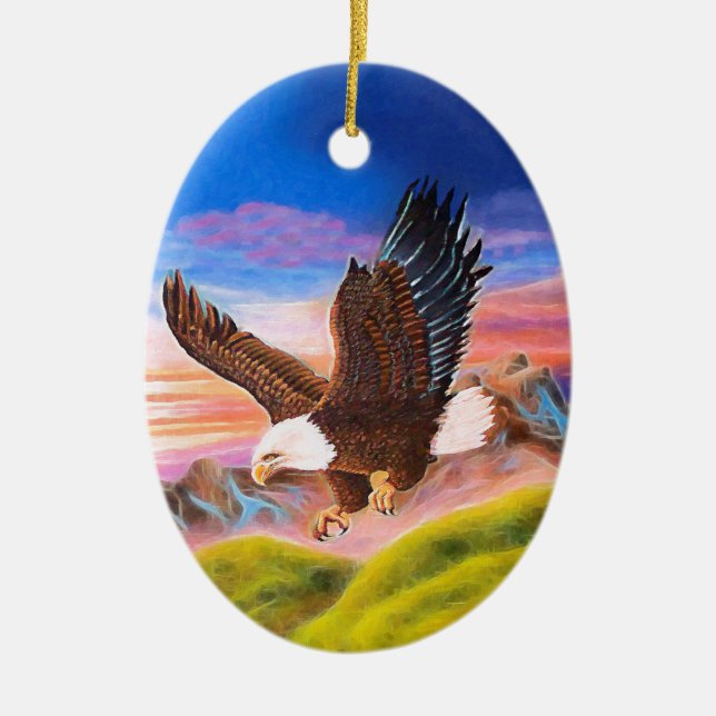 Soaring Eagle Oval Ornament (Front)
