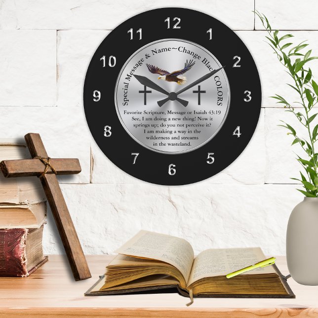 Soaring Eagle Personalized, Christian Wall Clock (Christian Gifts for Men and Women. Soaring Eagle. Soar like an Eagle. Bible Verse Clock. )