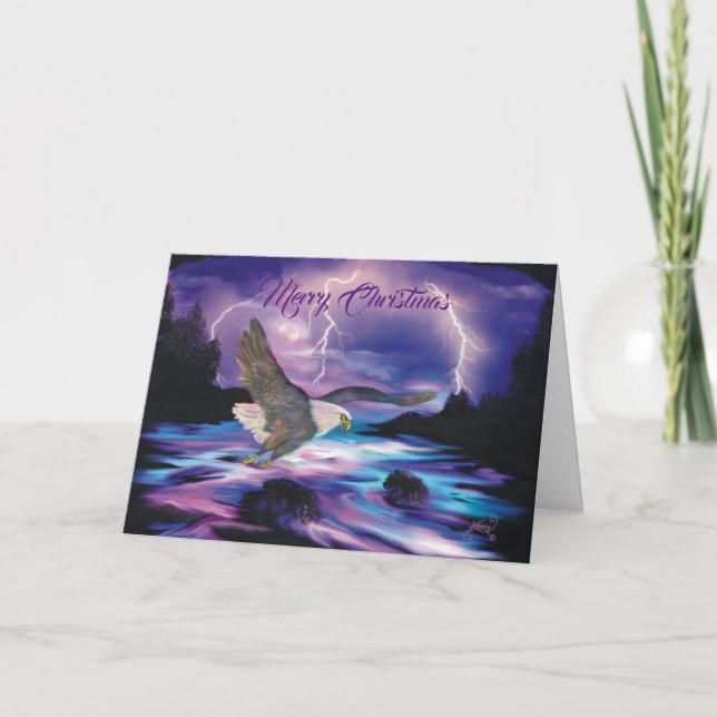 Soaring Eagle Spreading Peace On Earth Holiday Card (Front)