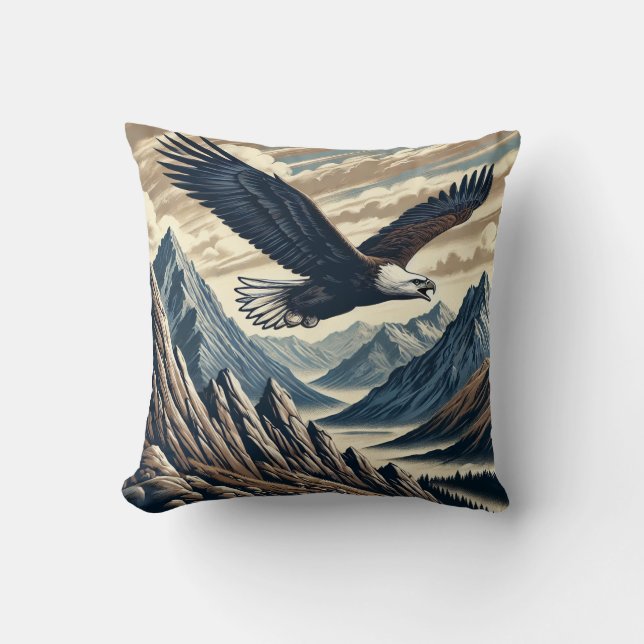Soaring Eagle Throw Pillow (Front)