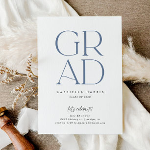 Soaring Grad Dusty Blue + White Graduation Invitation