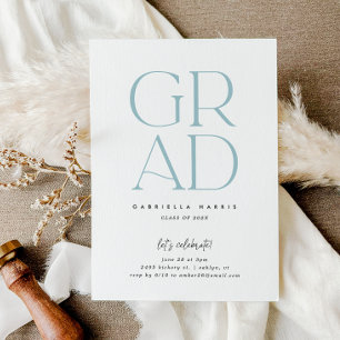 Soaring Grad   Light Blue + White Graduation Invitation