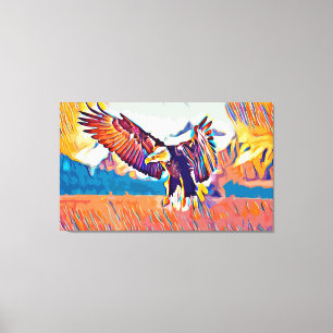 Soaring Great Eagle Abstract Animal Art Canvas Print