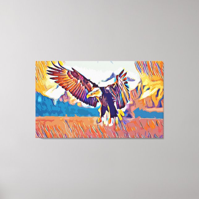 Soaring Great Eagle Abstract Animal Art Canvas Print (Front)