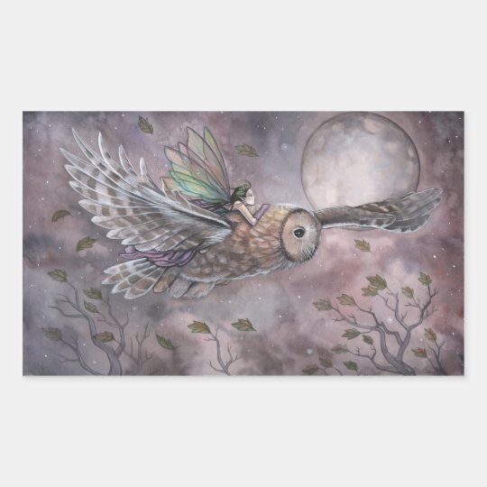 Soaring Owl and Fairy Fantasy Art Stickers