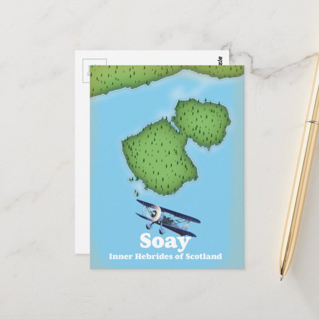 Soay Inner Hebrides of Scotland map Postcard (Front/Back In Situ)