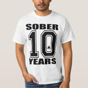 Sober 10 Years Black on White , AA LOGO ORIGIN... T-Shirt