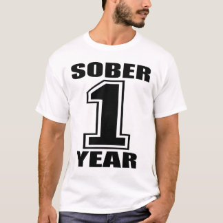 Sober 1 Year Black on White T-Shirt