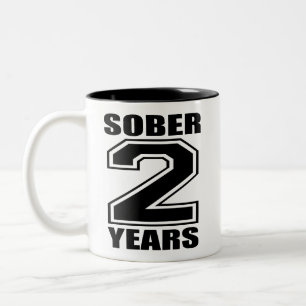 Sober 2 Years Black on White Two-Tone Coffee Mug