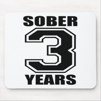 Sober 3 Years Black on White Mouse Pad