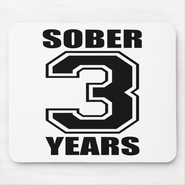 Sober 3 Years Black on White Mouse Pad (Front)