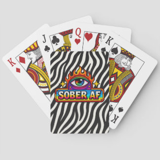 Sober AF - Fake Zebra Print -  Playing Cards