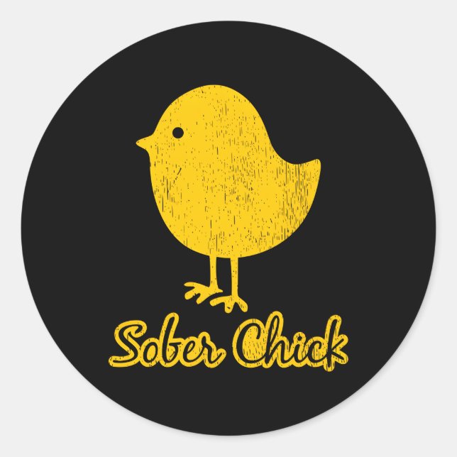 Sober Chick Sobriety Classic Round Sticker (Front)