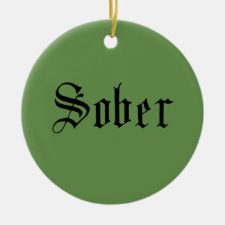 Sober Christmas Ornament, Green Ceramic Ornament