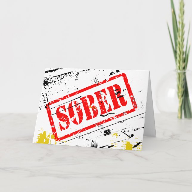 Sober Grunge Stamp Sobriety Recovery Card (Front)