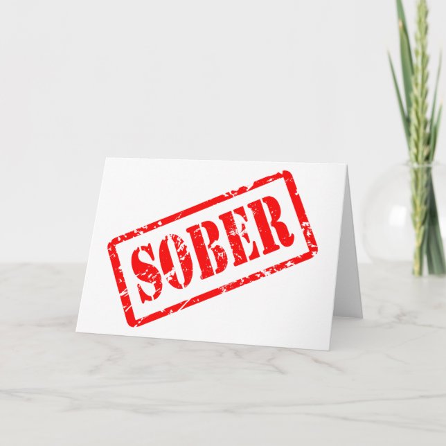 Sober Grunge Stamp Sobriety Recovery Card (Front)