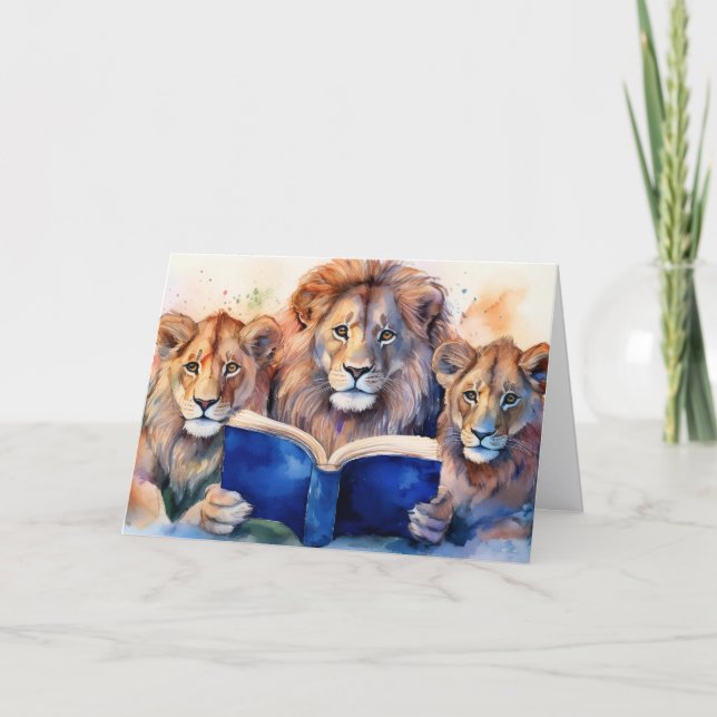 Sober Lion Pride Reading Big Book Recovery Card (Front)