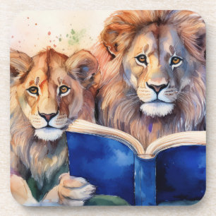 Sober Lion Pride Reading Big Book Recovery Coaster