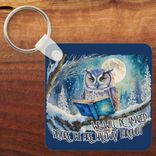 Sober Owl w/ Big Book AA Promises & Prayer Keychain