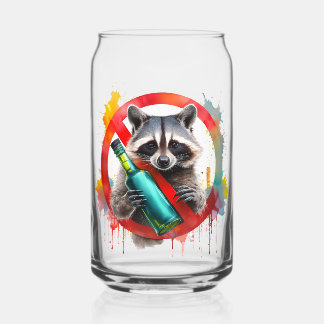 Sober, Raccoon, Alcohol-Free, non-alcoholic Can Glass