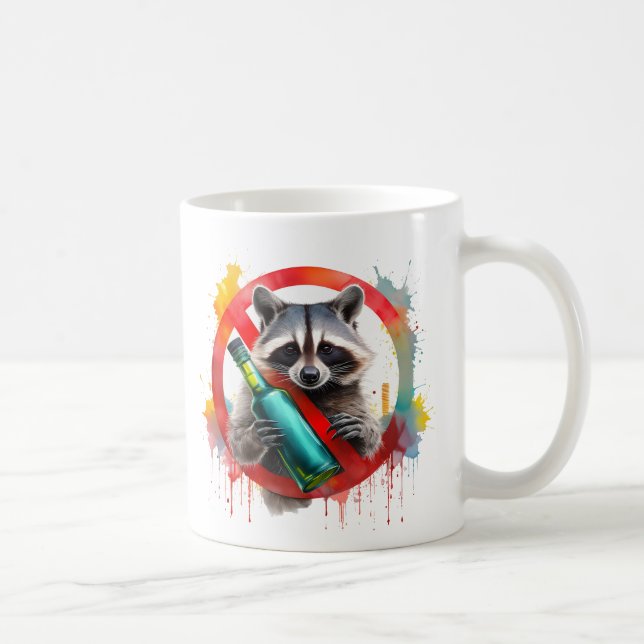 Sober, Raccoon, Alcohol-Free, non-alcoholic Coffee Mug (Right)