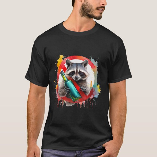 Sober, Raccoon, Alcohol-Free, non-alcoholic T-Shirt (Front)