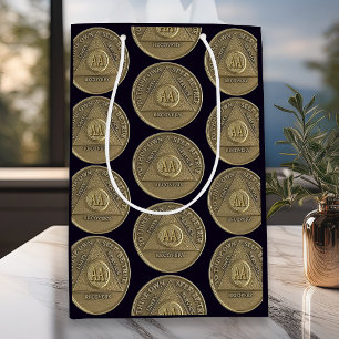 Sober Recovery Anniversary AA on Coin Medium Gift Bag