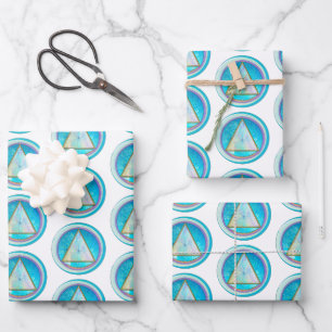 Sober Recovery Circle Triangle Crystalline Wrapping Paper Sheet