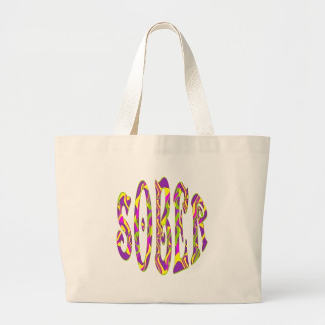 SOBER  Retro 60’s Art Psychedelic Large Tote Bag (Front)