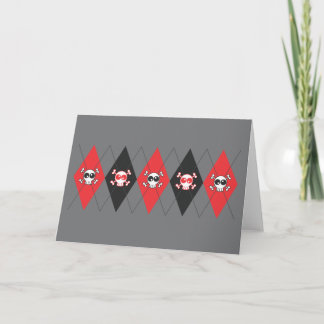 Sobieski Skull Argyle (lt. Grey) Greeting Card