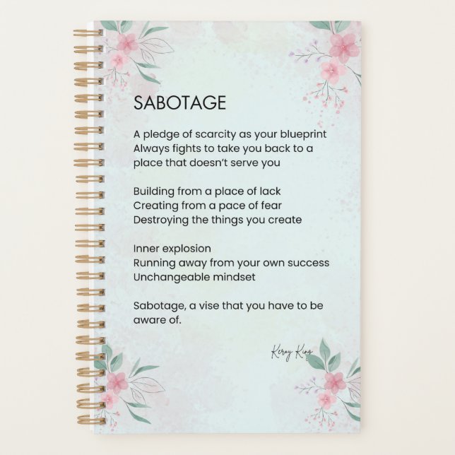 Sobotage - Awareness Self Love Poem Planner (Front)