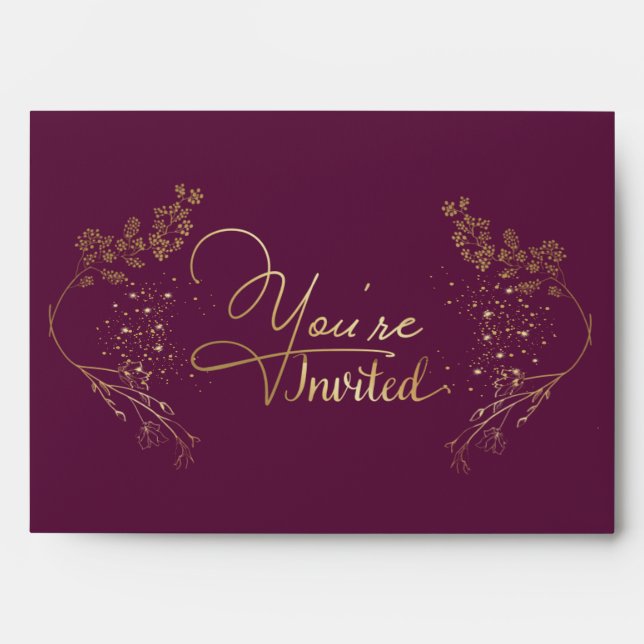 Sobre para invitación  dorada envelope (Front)