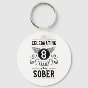 Sobriety Gift Recovery Anniversary 8 Years Sober Keychain