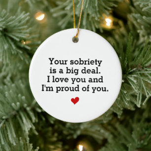 Sobriety Gift, Sober Anniversary Ceramic Ornament