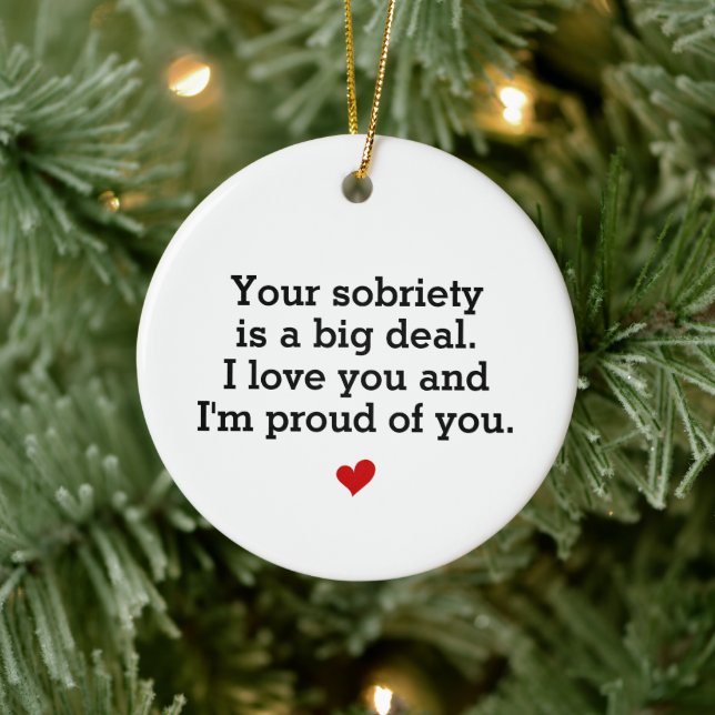 Sobriety Gift, Sober Anniversary Ceramic Ornament (Tree)