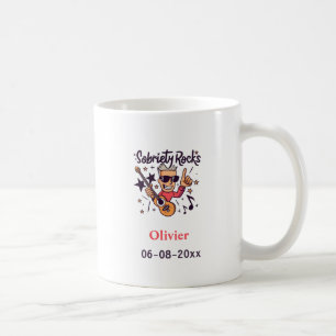 Sobriety Rocks Fun Cartoon Custom Name Sober Date Coffee Mug