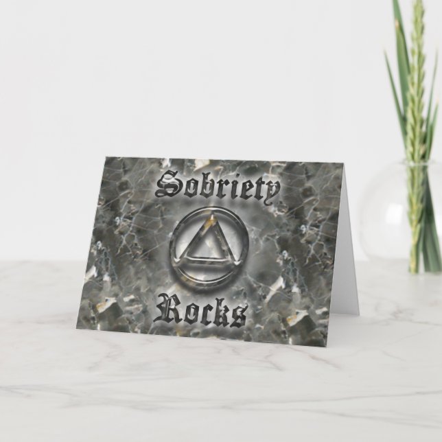 SOBRIETY ROCKS Sober Recovery Greeting Card (Front)